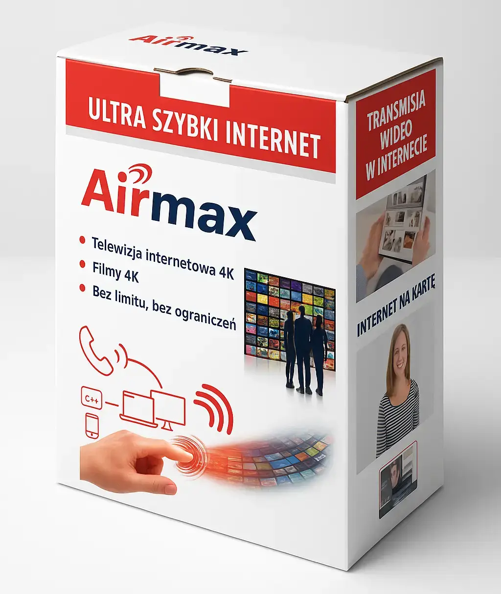 Pudełko z zestawem testowym Airmax do odbioru internetu